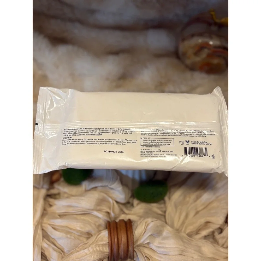 Beekman 1802 Pure Goat Milk Face Body Cleansing Wipes 30 Count New